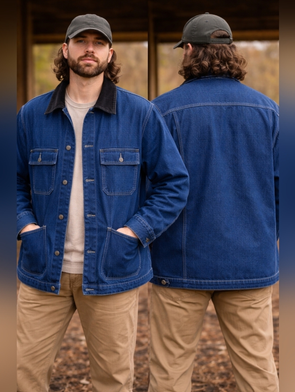 vintage big mac denim chore jacket 2xl workwear barn coat utility jc penney blue